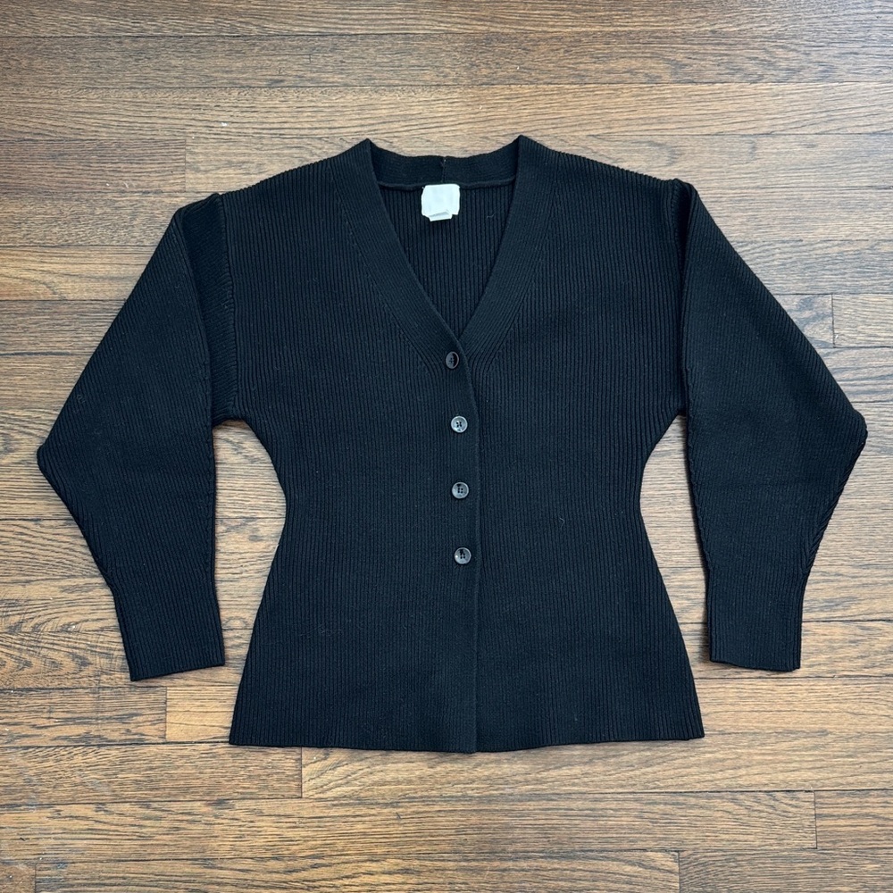 H&M Black Ribbed V-Neck Cardigan